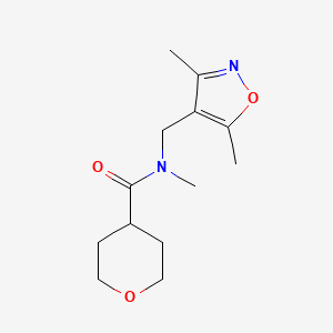 molecular formula C13H20N2O3 B6900773 N-[(3,5-dimethyl-1,2-oxazol-4-yl)methyl]-N-methyloxane-4-carboxamide 