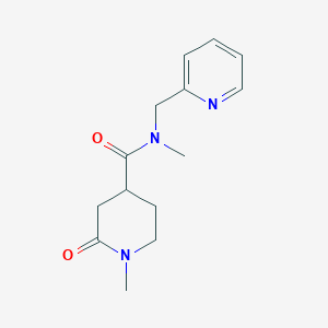 molecular formula C14H19N3O2 B6900993 N,1-dimethyl-2-oxo-N-(pyridin-2-ylmethyl)piperidine-4-carboxamide 