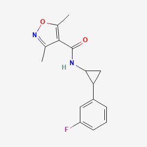 molecular formula C15H15FN2O2 B6901152 N-[2-(3-fluorophenyl)cyclopropyl]-3,5-dimethyl-1,2-oxazole-4-carboxamide 