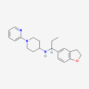 molecular formula C21H27N3O B6901755 N-[1-(2,3-dihydro-1-benzofuran-5-yl)propyl]-1-pyridin-2-ylpiperidin-4-amine 