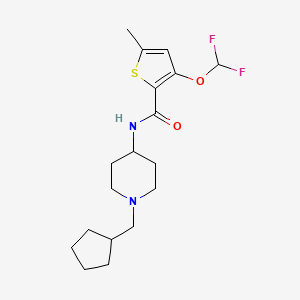 molecular formula C18H26F2N2O2S B6901838 N-[1-(cyclopentylmethyl)piperidin-4-yl]-3-(difluoromethoxy)-5-methylthiophene-2-carboxamide 
