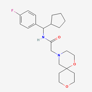 molecular formula C22H31FN2O3 B6901903 N-[cyclopentyl-(4-fluorophenyl)methyl]-2-(1,9-dioxa-4-azaspiro[5.5]undecan-4-yl)acetamide 