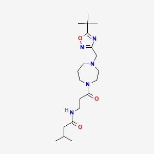 molecular formula C20H35N5O3 B6901957 N-[3-[4-[(5-tert-butyl-1,2,4-oxadiazol-3-yl)methyl]-1,4-diazepan-1-yl]-3-oxopropyl]-3-methylbutanamide 