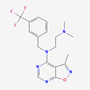molecular formula C18H20F3N5O B6901997 N,N-dimethyl-N'-(3-methyl-[1,2]oxazolo[5,4-d]pyrimidin-4-yl)-N'-[[3-(trifluoromethyl)phenyl]methyl]ethane-1,2-diamine 