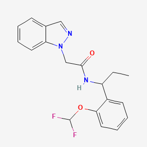 molecular formula C19H19F2N3O2 B6902022 N-[1-[2-(difluoromethoxy)phenyl]propyl]-2-indazol-1-ylacetamide 