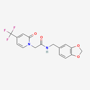 molecular formula C16H13F3N2O4 B6902069 N-(1,3-benzodioxol-5-ylmethyl)-2-[2-oxo-4-(trifluoromethyl)pyridin-1-yl]acetamide 