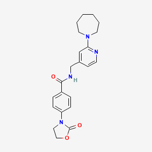 molecular formula C22H26N4O3 B6902074 N-[[2-(azepan-1-yl)pyridin-4-yl]methyl]-4-(2-oxo-1,3-oxazolidin-3-yl)benzamide 