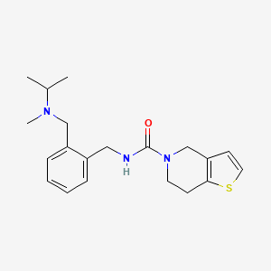 molecular formula C20H27N3OS B6902094 N-[[2-[[methyl(propan-2-yl)amino]methyl]phenyl]methyl]-6,7-dihydro-4H-thieno[3,2-c]pyridine-5-carboxamide 