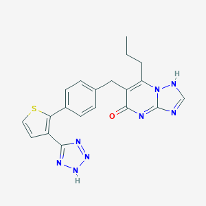 molecular formula C20H18N8OS B069022 (1,2,4)Triazolo(1,5-a)pyrimidin-5(1H)-one, 7-propyl-6-((4-(3-(1H-tetrazol-5-yl)-2-thienyl)phenyl)methyl)- CAS No. 168152-80-5