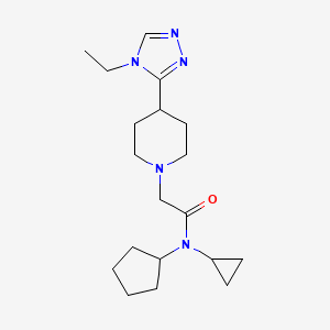 molecular formula C19H31N5O B6902247 N-cyclopentyl-N-cyclopropyl-2-[4-(4-ethyl-1,2,4-triazol-3-yl)piperidin-1-yl]acetamide 