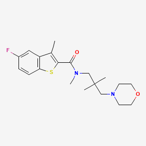molecular formula C20H27FN2O2S B6902325 N-(2,2-dimethyl-3-morpholin-4-ylpropyl)-5-fluoro-N,3-dimethyl-1-benzothiophene-2-carboxamide 