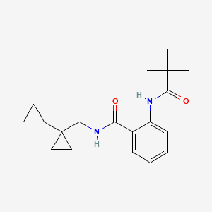 molecular formula C19H26N2O2 B6902437 N-[(1-cyclopropylcyclopropyl)methyl]-2-(2,2-dimethylpropanoylamino)benzamide 