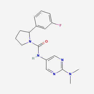 molecular formula C17H20FN5O B6902476 N-[2-(dimethylamino)pyrimidin-5-yl]-2-(3-fluorophenyl)pyrrolidine-1-carboxamide 