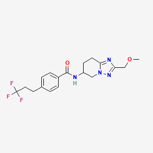 molecular formula C18H21F3N4O2 B6902498 N-[2-(methoxymethyl)-5,6,7,8-tetrahydro-[1,2,4]triazolo[1,5-a]pyridin-6-yl]-4-(3,3,3-trifluoropropyl)benzamide 