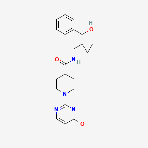 molecular formula C22H28N4O3 B6902555 N-[[1-[hydroxy(phenyl)methyl]cyclopropyl]methyl]-1-(4-methoxypyrimidin-2-yl)piperidine-4-carboxamide 