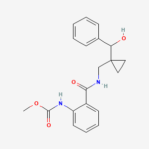 molecular formula C20H22N2O4 B6902562 methyl N-[2-[[1-[hydroxy(phenyl)methyl]cyclopropyl]methylcarbamoyl]phenyl]carbamate 