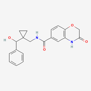 molecular formula C20H20N2O4 B6902570 N-[[1-[hydroxy(phenyl)methyl]cyclopropyl]methyl]-3-oxo-4H-1,4-benzoxazine-6-carboxamide 