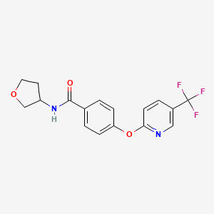 molecular formula C17H15F3N2O3 B6902599 N-(oxolan-3-yl)-4-[5-(trifluoromethyl)pyridin-2-yl]oxybenzamide 