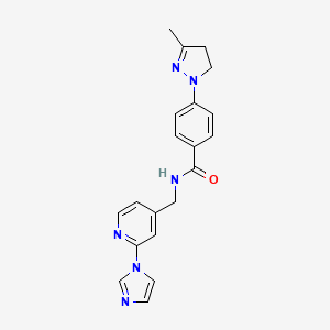 molecular formula C20H20N6O B6902634 N-[(2-imidazol-1-ylpyridin-4-yl)methyl]-4-(5-methyl-3,4-dihydropyrazol-2-yl)benzamide 