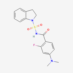molecular formula C17H18FN3O3S B6902678 N-(2,3-dihydroindol-1-ylsulfonyl)-4-(dimethylamino)-2-fluorobenzamide 