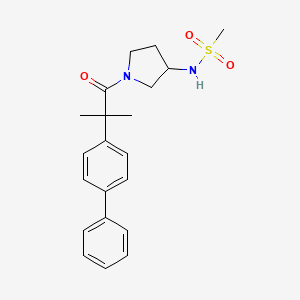 molecular formula C21H26N2O3S B6902698 N-[1-[2-methyl-2-(4-phenylphenyl)propanoyl]pyrrolidin-3-yl]methanesulfonamide 