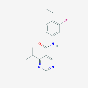 molecular formula C17H20FN3O B6902719 N-(4-ethyl-3-fluorophenyl)-2-methyl-4-propan-2-ylpyrimidine-5-carboxamide 