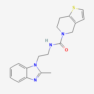 molecular formula C18H20N4OS B6902762 N-[2-(2-methylbenzimidazol-1-yl)ethyl]-6,7-dihydro-4H-thieno[3,2-c]pyridine-5-carboxamide 