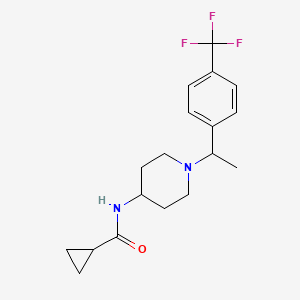 molecular formula C18H23F3N2O B6902780 N-[1-[1-[4-(trifluoromethyl)phenyl]ethyl]piperidin-4-yl]cyclopropanecarboxamide 