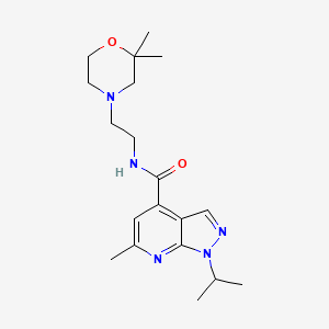 molecular formula C19H29N5O2 B6902902 N-[2-(2,2-dimethylmorpholin-4-yl)ethyl]-6-methyl-1-propan-2-ylpyrazolo[3,4-b]pyridine-4-carboxamide 