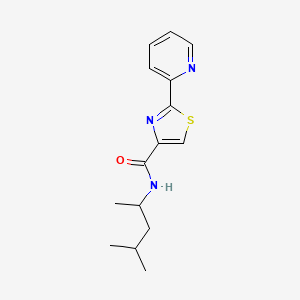 molecular formula C15H19N3OS B6902944 N-(4-methylpentan-2-yl)-2-pyridin-2-yl-1,3-thiazole-4-carboxamide 