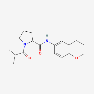 molecular formula C18H24N2O3 B6902962 N-(3,4-dihydro-2H-chromen-6-yl)-1-(2-methylpropanoyl)pyrrolidine-2-carboxamide 