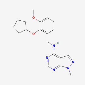 molecular formula C19H23N5O2 B6903001 N-[(2-cyclopentyloxy-3-methoxyphenyl)methyl]-1-methylpyrazolo[3,4-d]pyrimidin-4-amine 