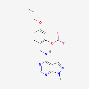 molecular formula C17H19F2N5O2 B6903005 N-[[2-(difluoromethoxy)-4-propoxyphenyl]methyl]-1-methylpyrazolo[3,4-d]pyrimidin-4-amine 