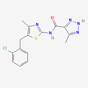 molecular formula C15H14ClN5OS B6903020 N-[5-[(2-chlorophenyl)methyl]-4-methyl-1,3-thiazol-2-yl]-5-methyl-2H-triazole-4-carboxamide 