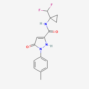 molecular formula C15H15F2N3O2 B6903055 N-[1-(difluoromethyl)cyclopropyl]-2-(4-methylphenyl)-3-oxo-1H-pyrazole-5-carboxamide 