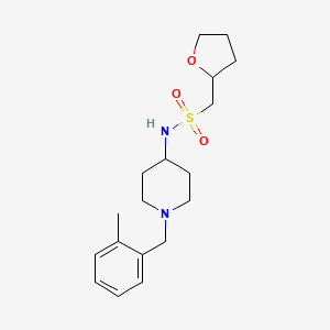 molecular formula C18H28N2O3S B6903109 N-[1-[(2-methylphenyl)methyl]piperidin-4-yl]-1-(oxolan-2-yl)methanesulfonamide 