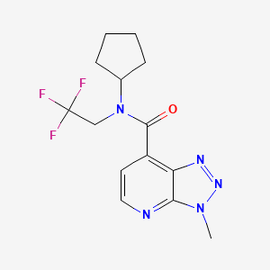 molecular formula C14H16F3N5O B6903218 N-cyclopentyl-3-methyl-N-(2,2,2-trifluoroethyl)triazolo[4,5-b]pyridine-7-carboxamide 