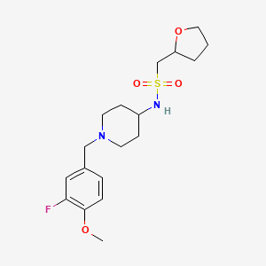 molecular formula C18H27FN2O4S B6903299 N-[1-[(3-fluoro-4-methoxyphenyl)methyl]piperidin-4-yl]-1-(oxolan-2-yl)methanesulfonamide 