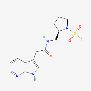 molecular formula C15H20N4O3S B6903322 N-[[(2R)-1-methylsulfonylpyrrolidin-2-yl]methyl]-2-(1H-pyrrolo[2,3-b]pyridin-3-yl)acetamide 