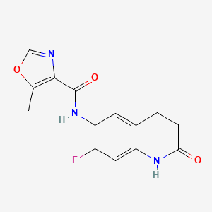 molecular formula C14H12FN3O3 B6903431 N-(7-fluoro-2-oxo-3,4-dihydro-1H-quinolin-6-yl)-5-methyl-1,3-oxazole-4-carboxamide 