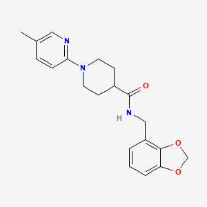 molecular formula C20H23N3O3 B6903443 N-(1,3-benzodioxol-4-ylmethyl)-1-(5-methylpyridin-2-yl)piperidine-4-carboxamide 