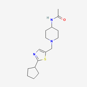 molecular formula C16H25N3OS B6903461 N-[1-[(2-cyclopentyl-1,3-thiazol-5-yl)methyl]piperidin-4-yl]acetamide 