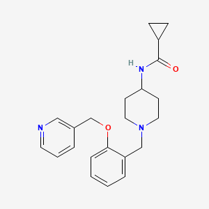molecular formula C22H27N3O2 B6903494 N-[1-[[2-(pyridin-3-ylmethoxy)phenyl]methyl]piperidin-4-yl]cyclopropanecarboxamide 