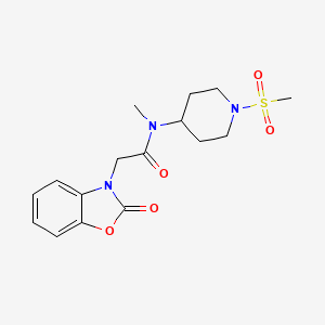 molecular formula C16H21N3O5S B6903509 N-methyl-N-(1-methylsulfonylpiperidin-4-yl)-2-(2-oxo-1,3-benzoxazol-3-yl)acetamide 