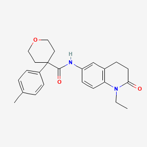 molecular formula C24H28N2O3 B6903549 N-(1-ethyl-2-oxo-3,4-dihydroquinolin-6-yl)-4-(4-methylphenyl)oxane-4-carboxamide 
