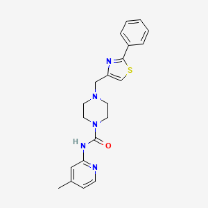 molecular formula C21H23N5OS B6903602 N-(4-methylpyridin-2-yl)-4-[(2-phenyl-1,3-thiazol-4-yl)methyl]piperazine-1-carboxamide 