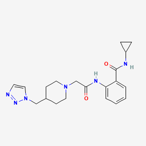 molecular formula C20H26N6O2 B6903660 N-cyclopropyl-2-[[2-[4-(triazol-1-ylmethyl)piperidin-1-yl]acetyl]amino]benzamide 