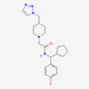 molecular formula C22H30FN5O B6903705 N-[cyclopentyl-(4-fluorophenyl)methyl]-2-[4-(triazol-1-ylmethyl)piperidin-1-yl]acetamide 