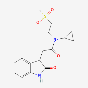 molecular formula C16H20N2O4S B6903745 N-cyclopropyl-N-(2-methylsulfonylethyl)-2-(2-oxo-1,3-dihydroindol-3-yl)acetamide 