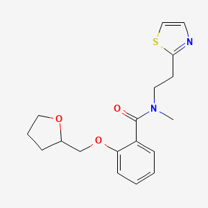 molecular formula C18H22N2O3S B6903746 N-methyl-2-(oxolan-2-ylmethoxy)-N-[2-(1,3-thiazol-2-yl)ethyl]benzamide 
